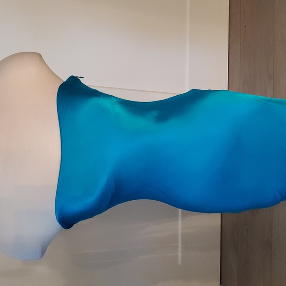 SNDYS Blue Strapless silky  satiny maxi Dress Size S good condition - Picture 3 of 8